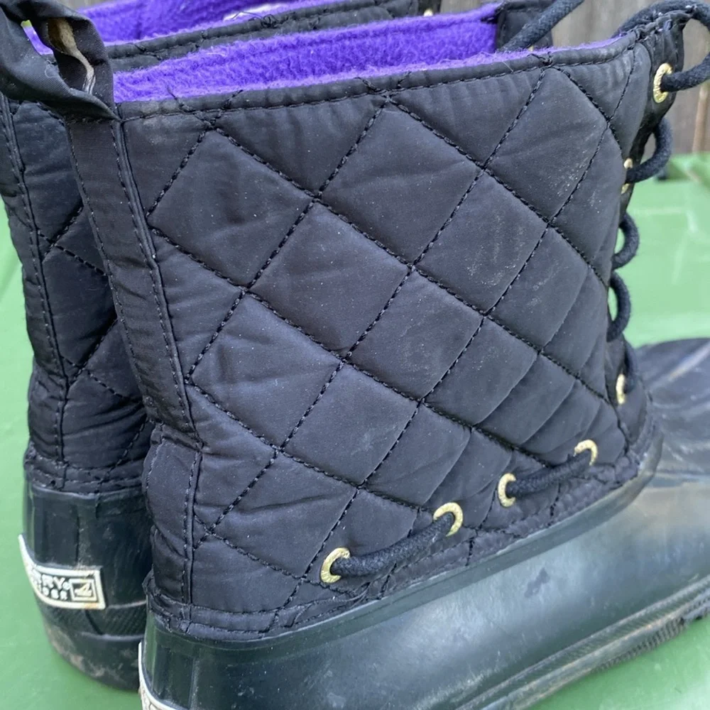 Sperry Top-Sider Saltwater Black‎ Quilted Waterproof Duck Boots 9289067 Womens 9